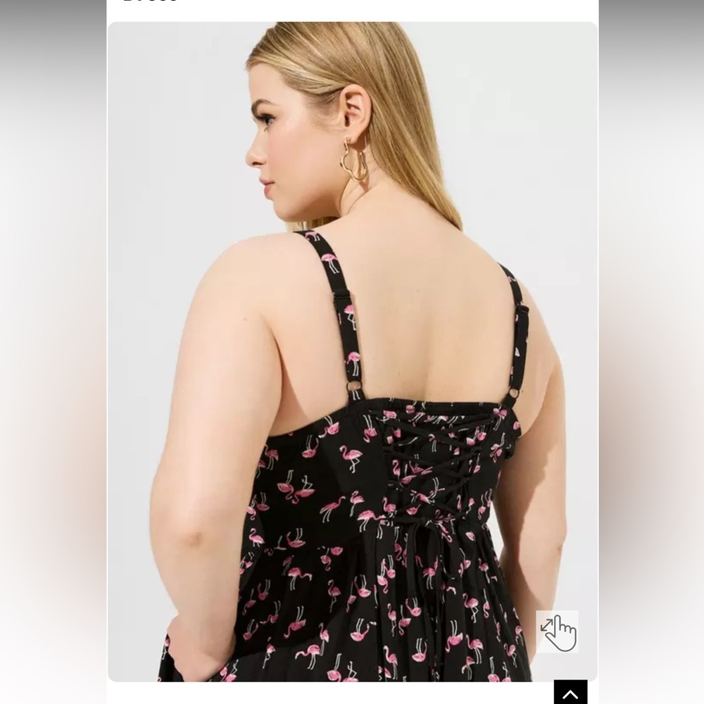 Torrid mini rayon slub fit lace up back fit and flare dress. - Picture 9 of 10